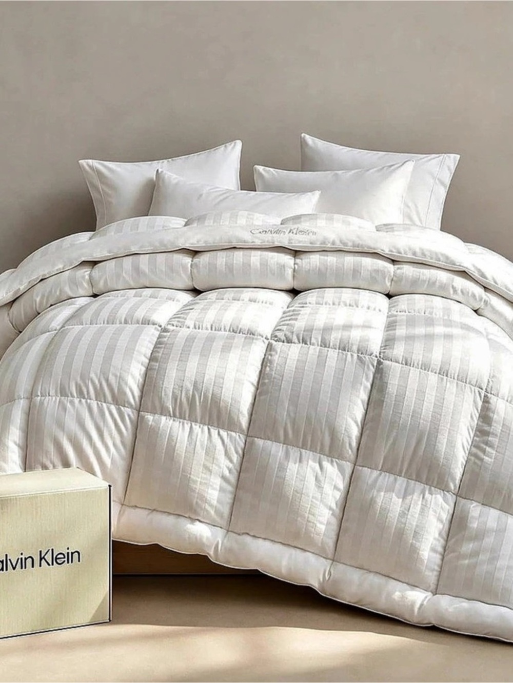Calvin Klein Damask Stripe Down Alternative Comforter White